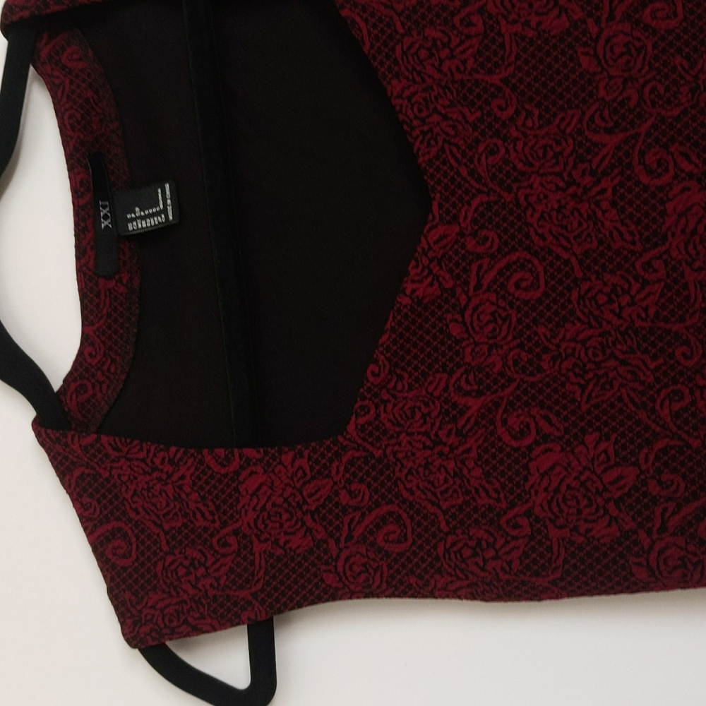 Bodycon dress, red/black floral print, size S - forever 21